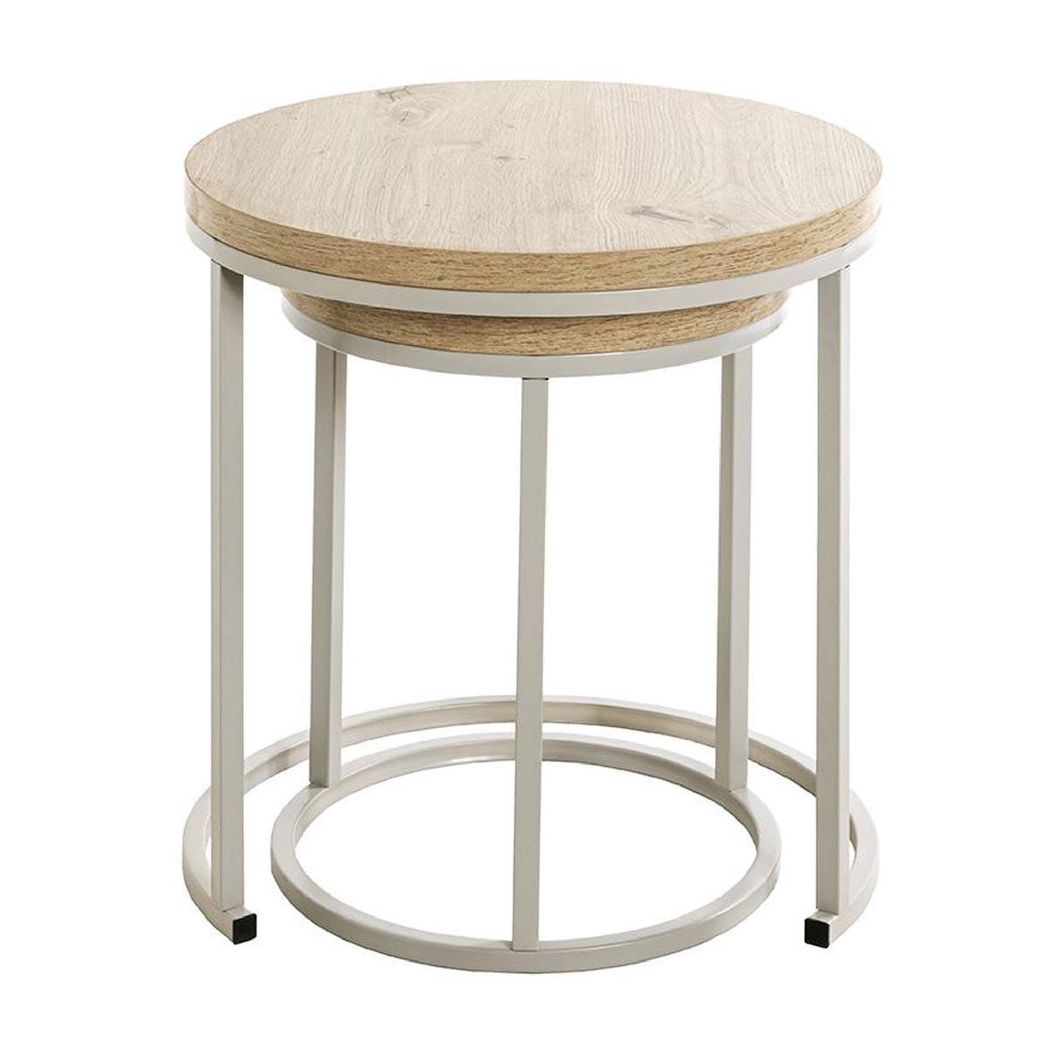 Voir la diapositive 2 : Paris Prix Lot de 2 tables d'appoint gigognes  lova  49cm naturel & gris