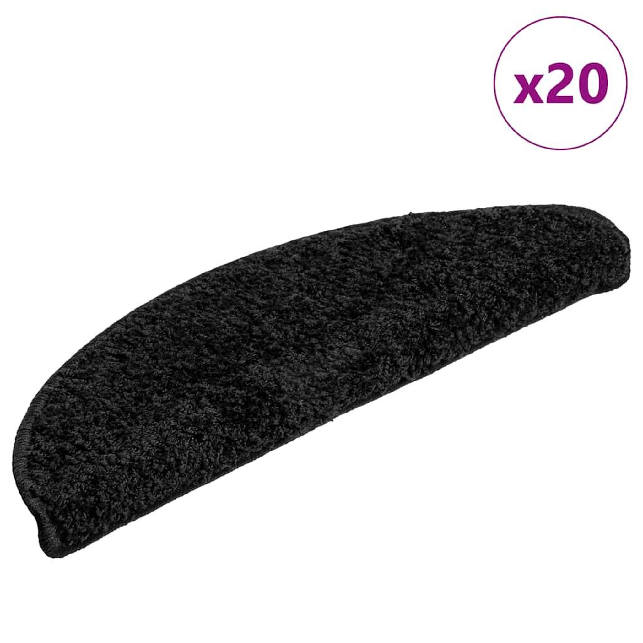 VIDAXL Tapis d'escalier 20 pcs noir 56x17x3 cm