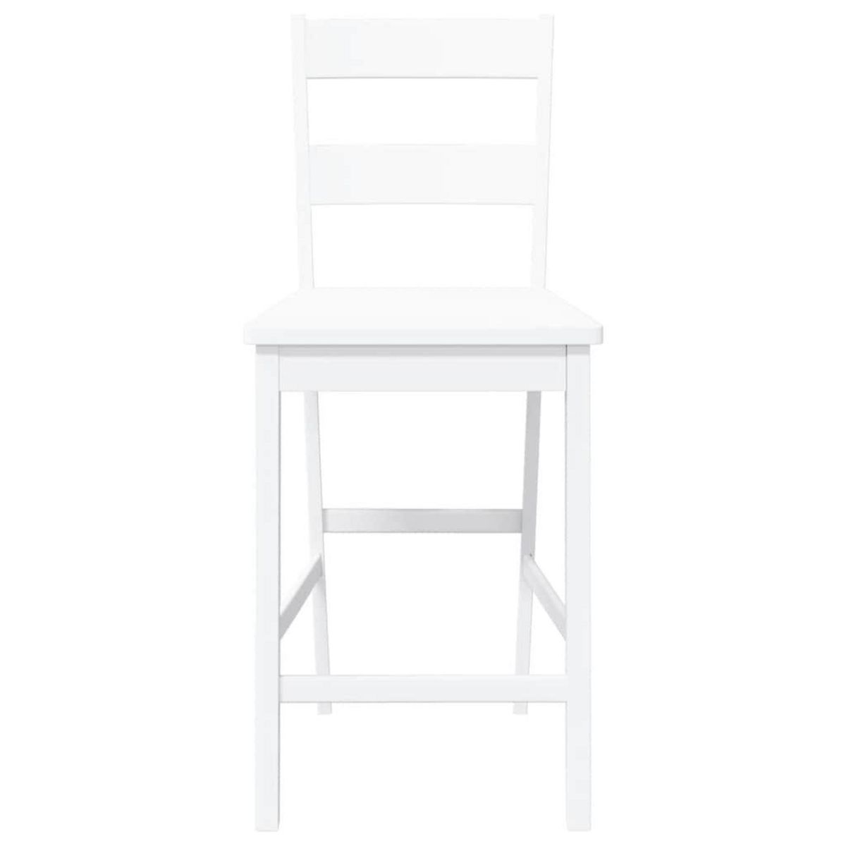 VIDAXL Tabourets de bar 2 pcs blanc bois massif d'hevea