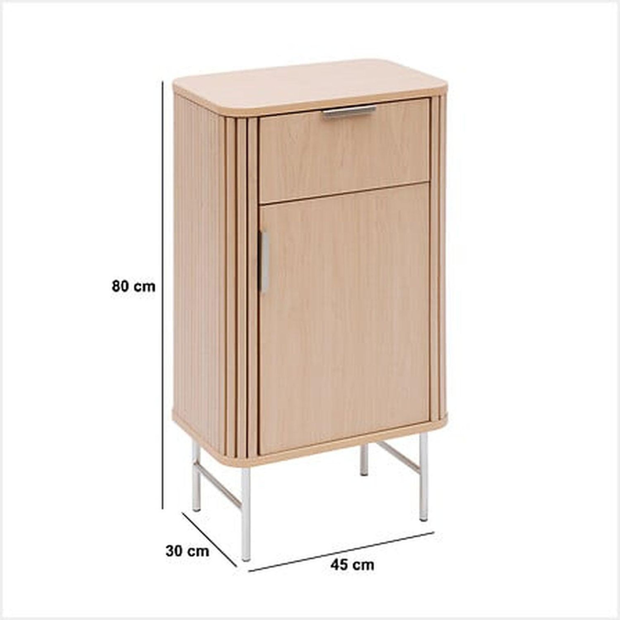 Voir la diapositive 5 : FIVE Meuble bas 1 porte et 1 tiroir effet bois clair liora - beige