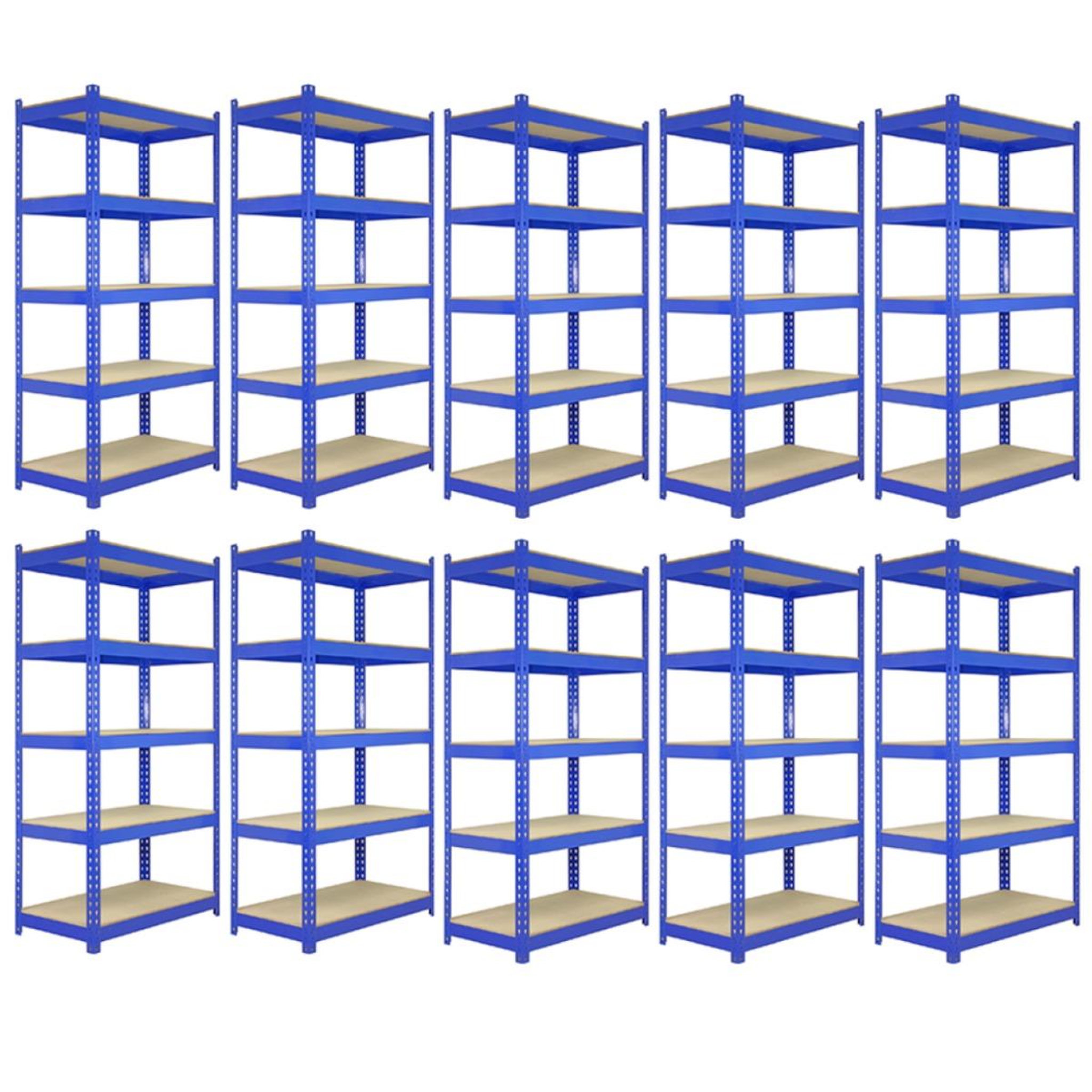 MONSTER RACKING 10 rayonnages t-rax en acier bleu 120cm x 45cm x 180cm