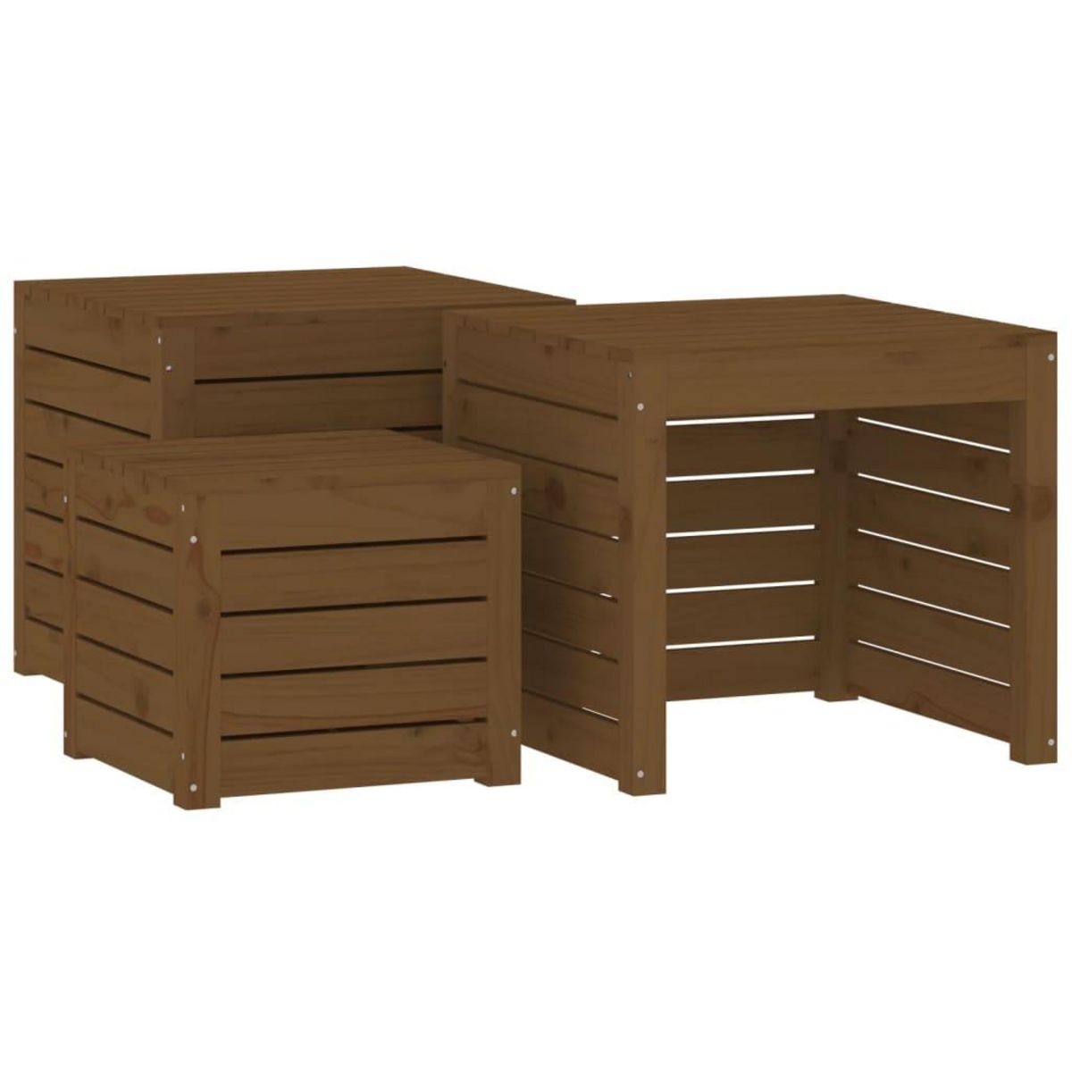 VIDAXL Ensemble de boîtes de jardin 3 pcs marron miel bois pin massif