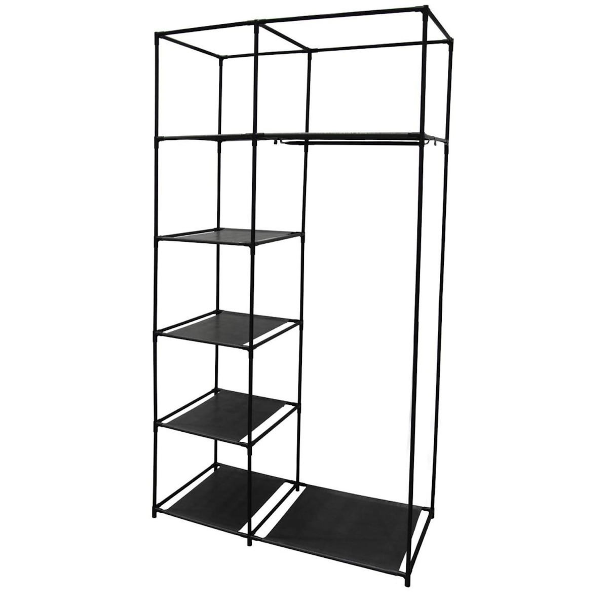 Paris Prix Structure Armoire  5 Cases & 1 Penderie  178cm Noir