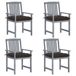VIDAXL Chaises de jardin et coussins lot de 4 Gris Bois acacia massif