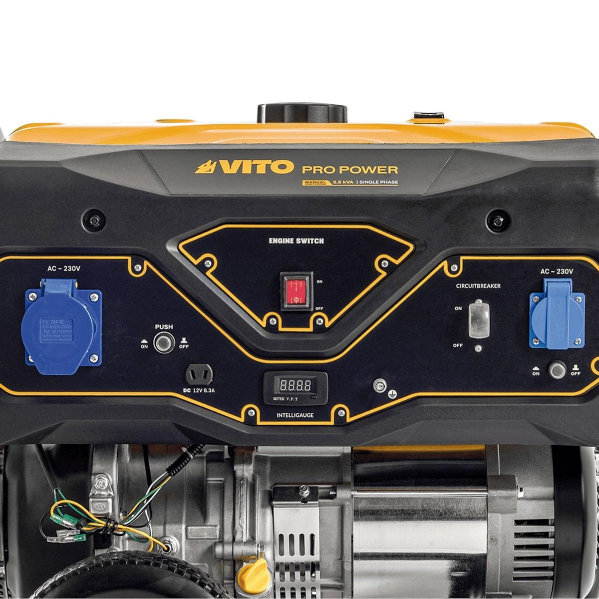 VITO Groupe électrogène Essence 5.5kVA 15CV Monophasé Démarrage manuel AVR, Réservoir 25L, Générateur électrique Maison Chantier VITO