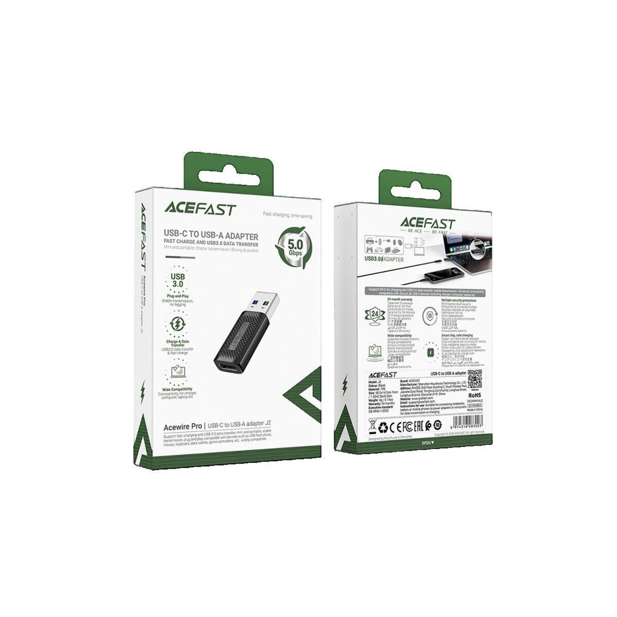 ACE Adaptateur Acefast USB-C vers USB-A Noir