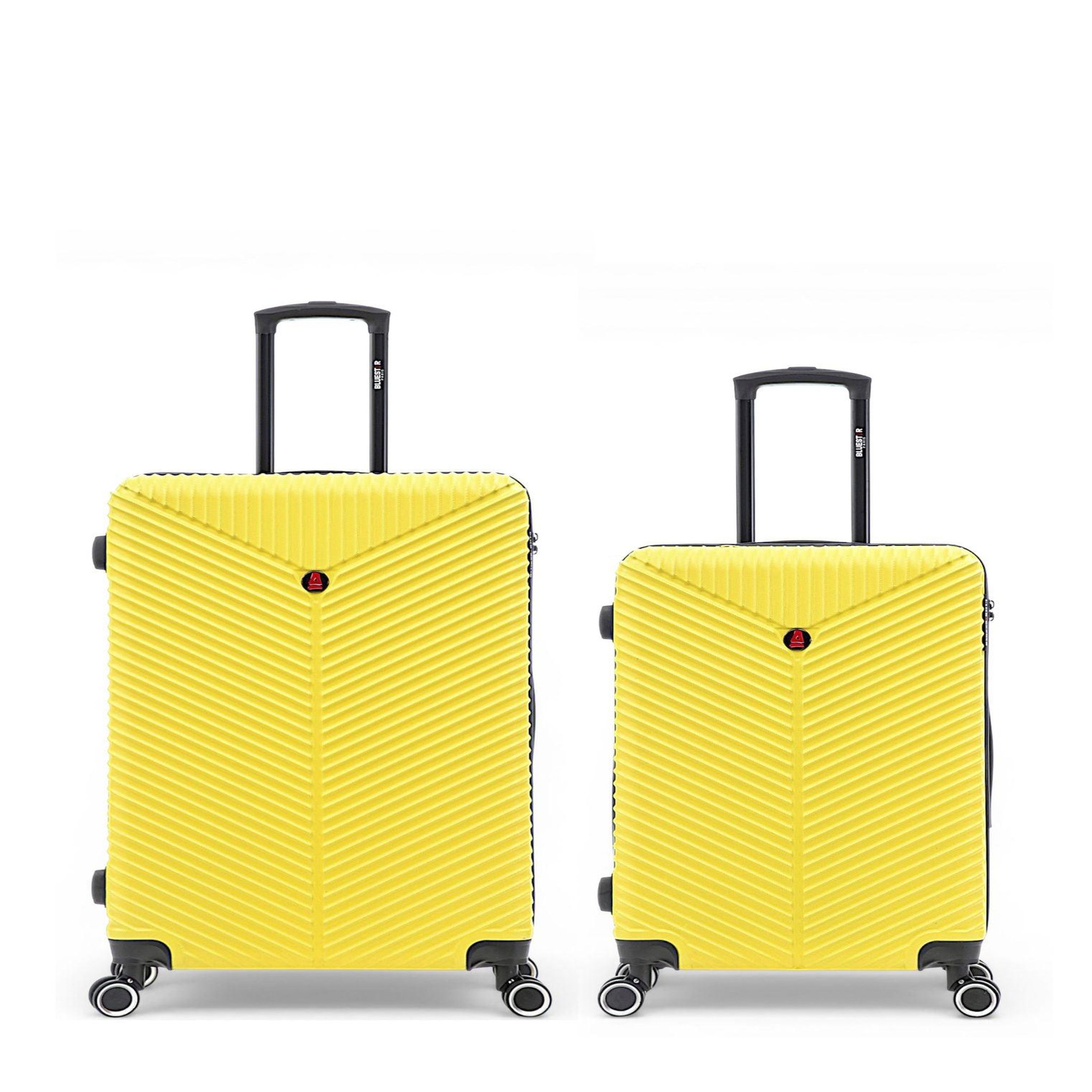 BLUESTAR Lot de 2 Valises Rigides Grand Format et Taille Moyenne GAITE. Coloris disponibles : Violet, Jaune, Bleu, Orange, Vert, Rose