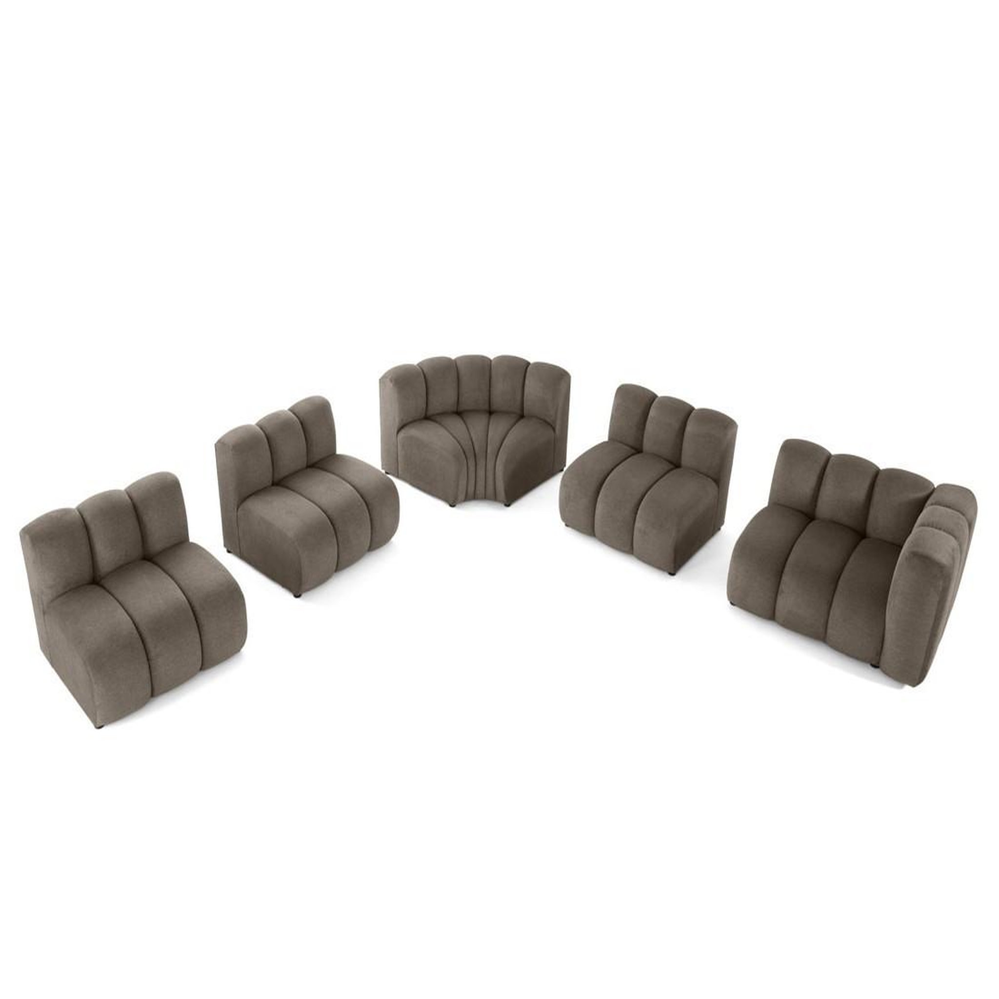 Voir la diapositive 2 : LISA DESIGN Debbie - canapé modulable d'angle gauche 5 places en tissu texturé