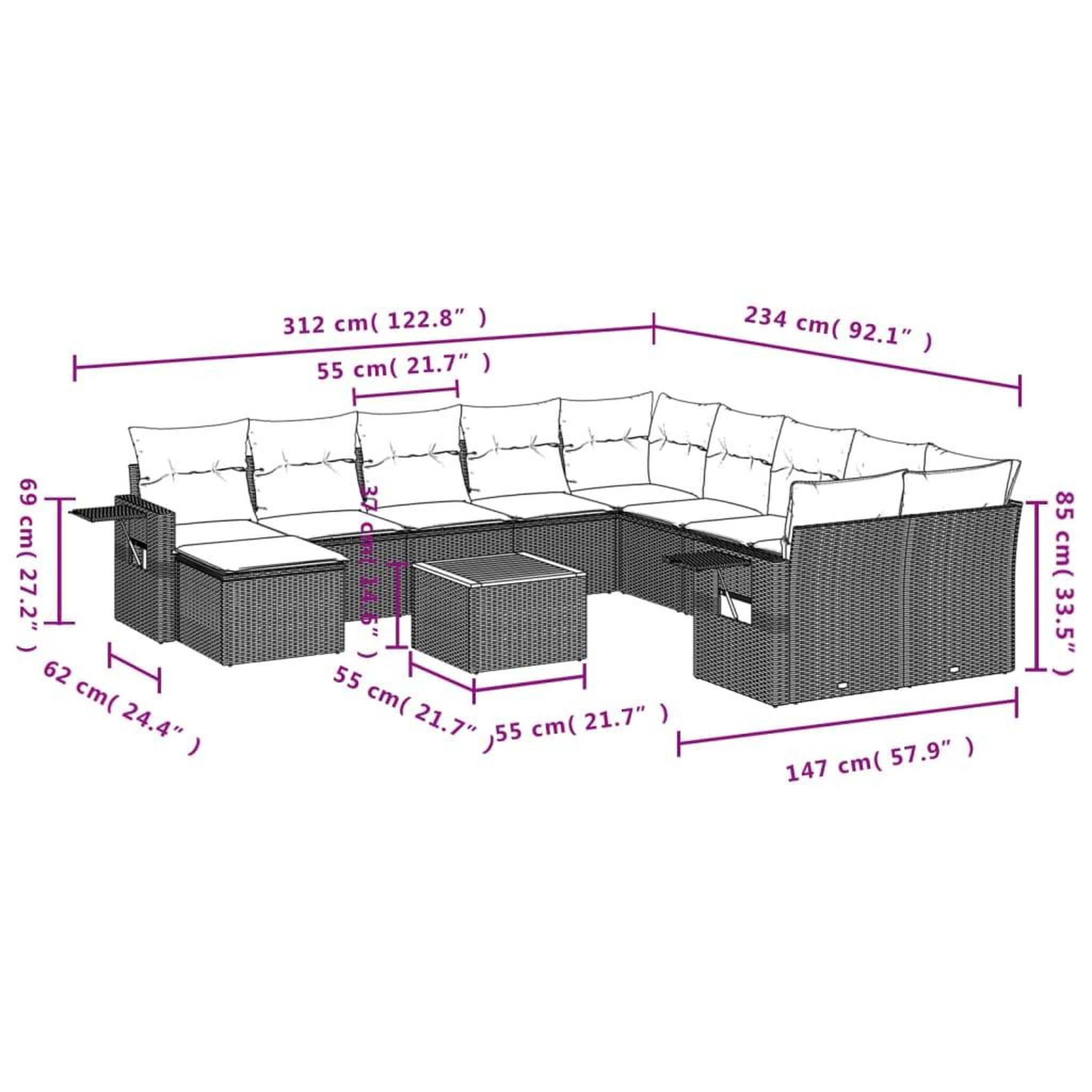 Voir la diapositive 3 : VIDAXL Salon de jardin 12 pcs avec coussins noir resine tressee