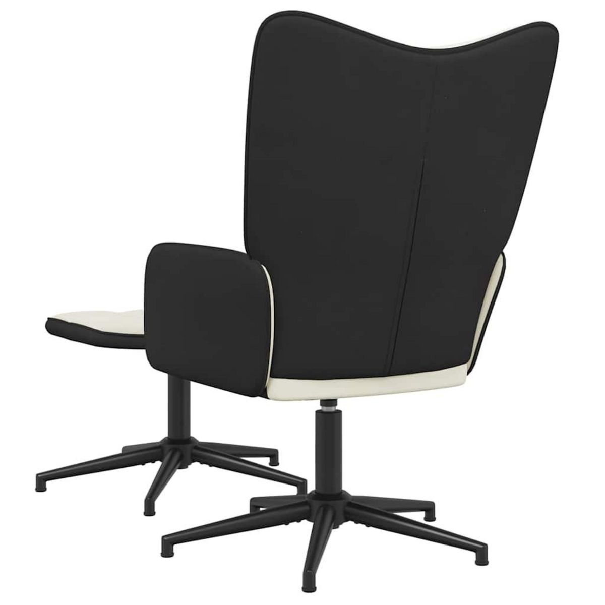 VIDAXL Chaise de relaxation avec tabouret Blanc creme Velours et PVC