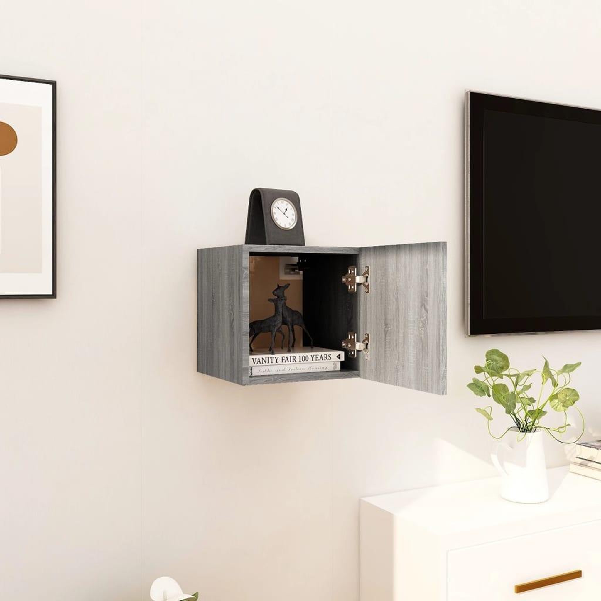 Voir la diapositive 1 : VIDAXL Meuble TV mural Sonoma gris 30,5x30x30 cm