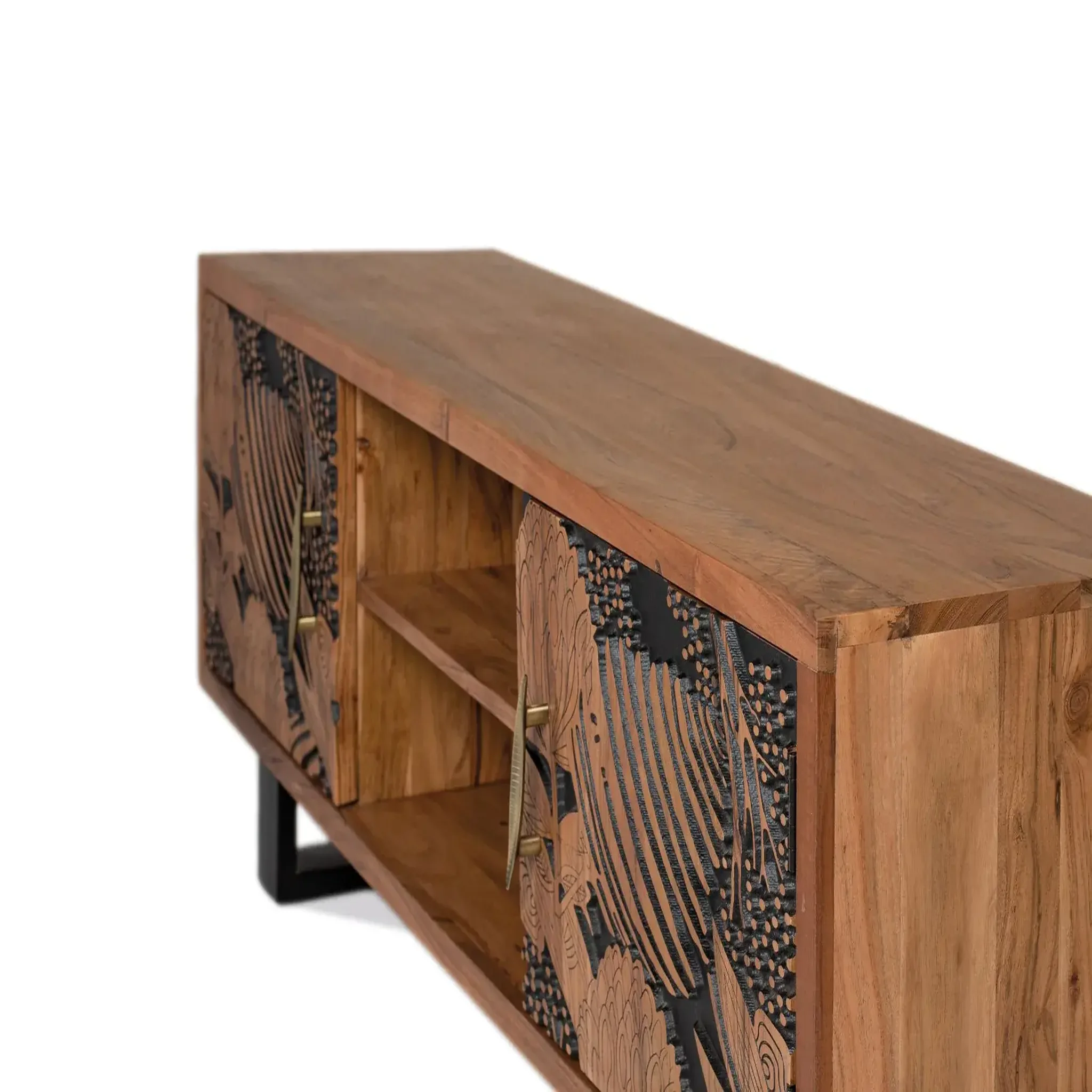 Voir la diapositive 3 : GINER Y COLOMER SL Meuble tv en bois d'acacia 160 cm style ethnique moderne