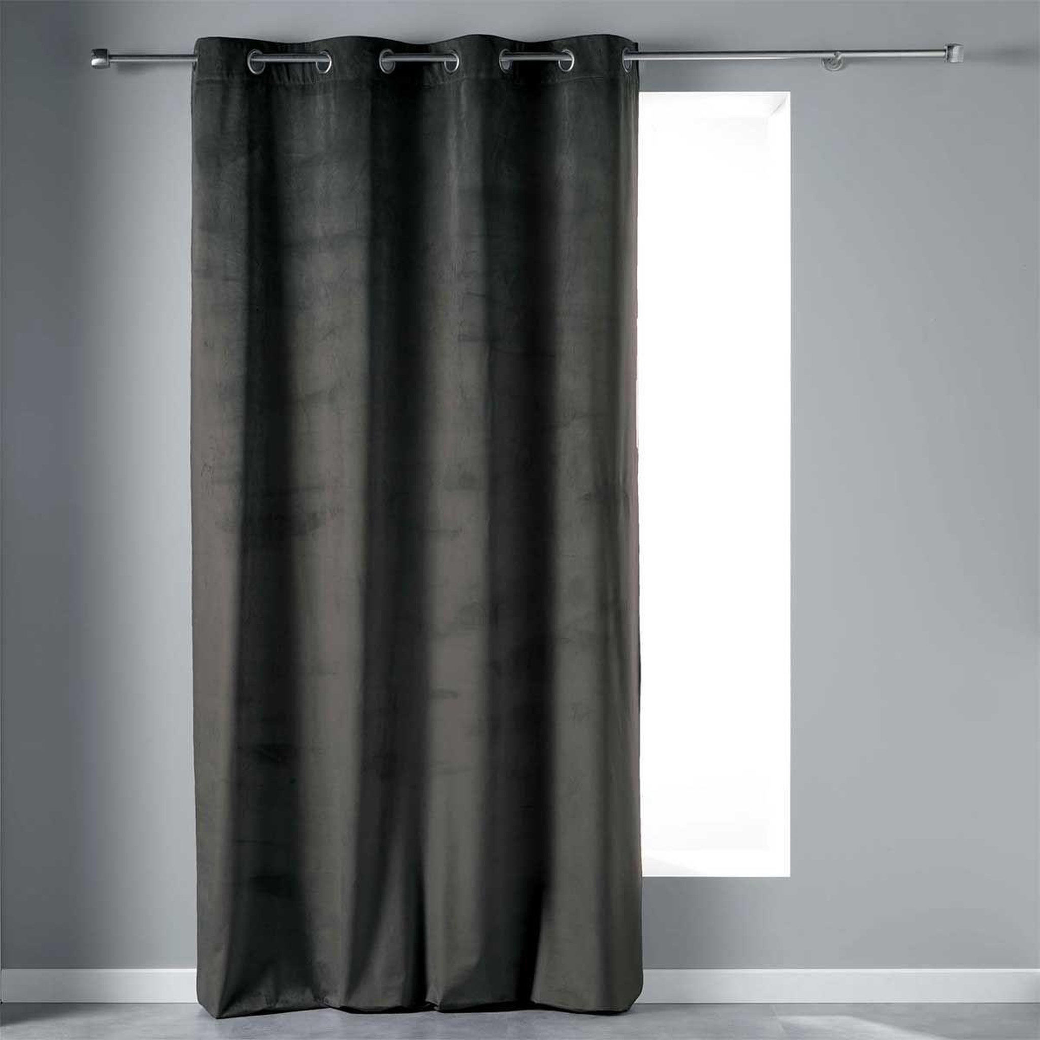 Douceur d'Intérieur Rideau à œillets  velvetine  140x280cm anthracite