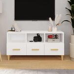 VIDAXL Meuble TV Blanc brillant 102x36x50 cm Bois d'ingenierie