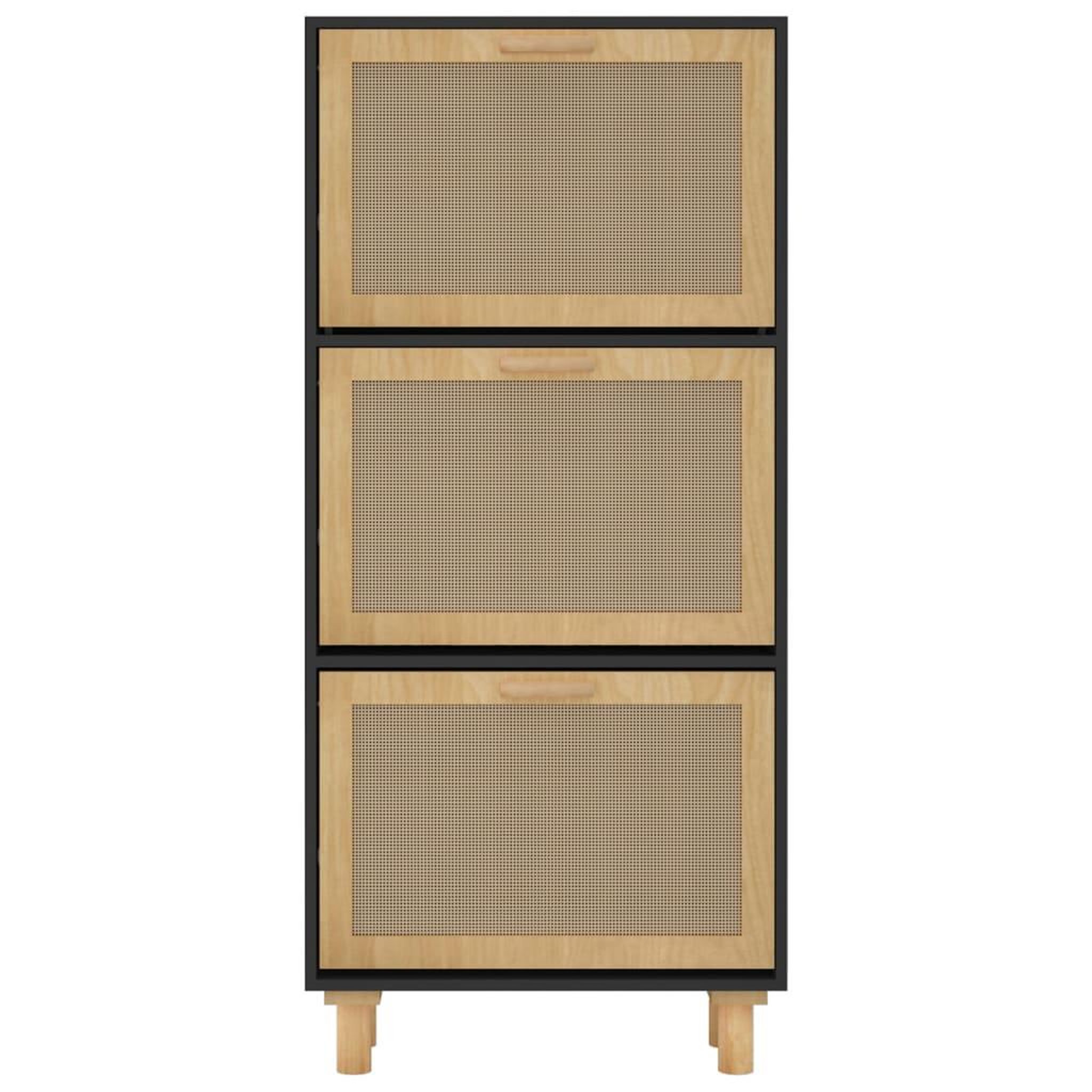 Voir la diapositive 5 : VIDAXL Armoire a chaussures Noir 52x25x115 cm Bois d'ingenierie/rotin