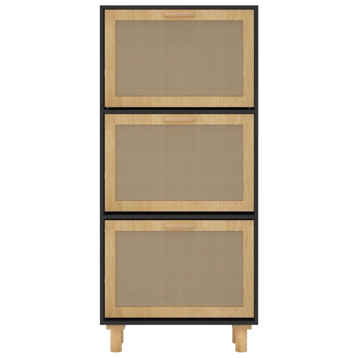 VIDAXL Armoire a chaussures Noir 52x25x115 cm Bois d'ingenierie/rotin