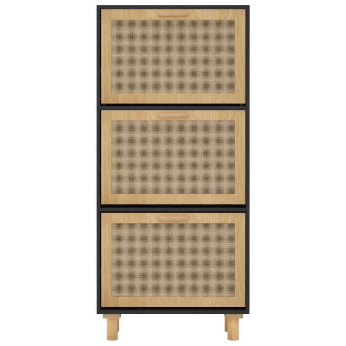VIDAXL Armoire a chaussures Noir 52x25x115 cm Bois d'ingenierie/rotin