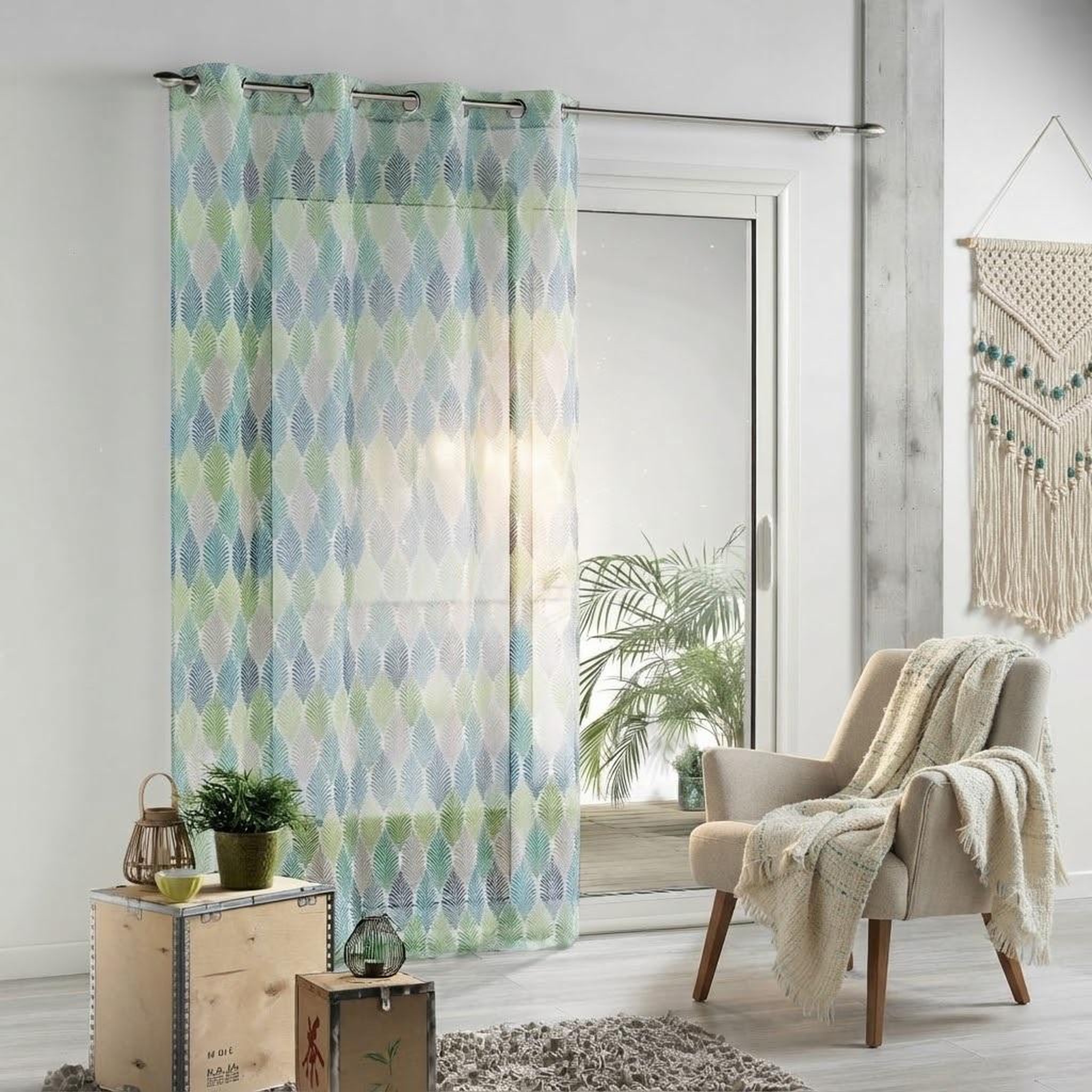 Voir la diapositive 3 : Eden Voilage a oeillets winter green