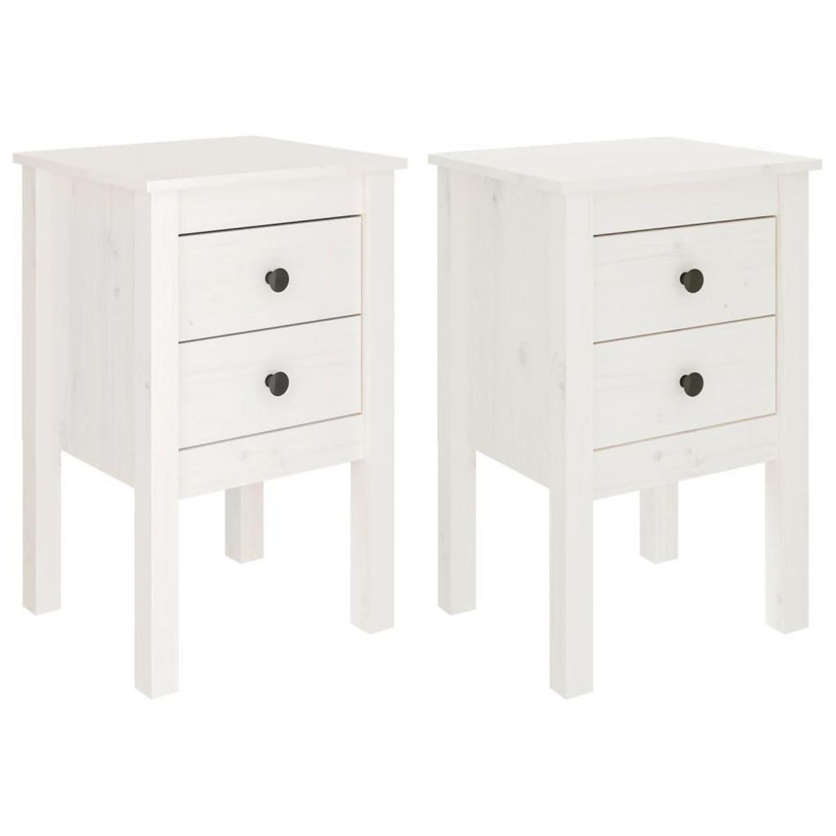 VIDAXL Tables de chevet 2 pcs Blanc 40x35x61,5 cm Bois de pin massif