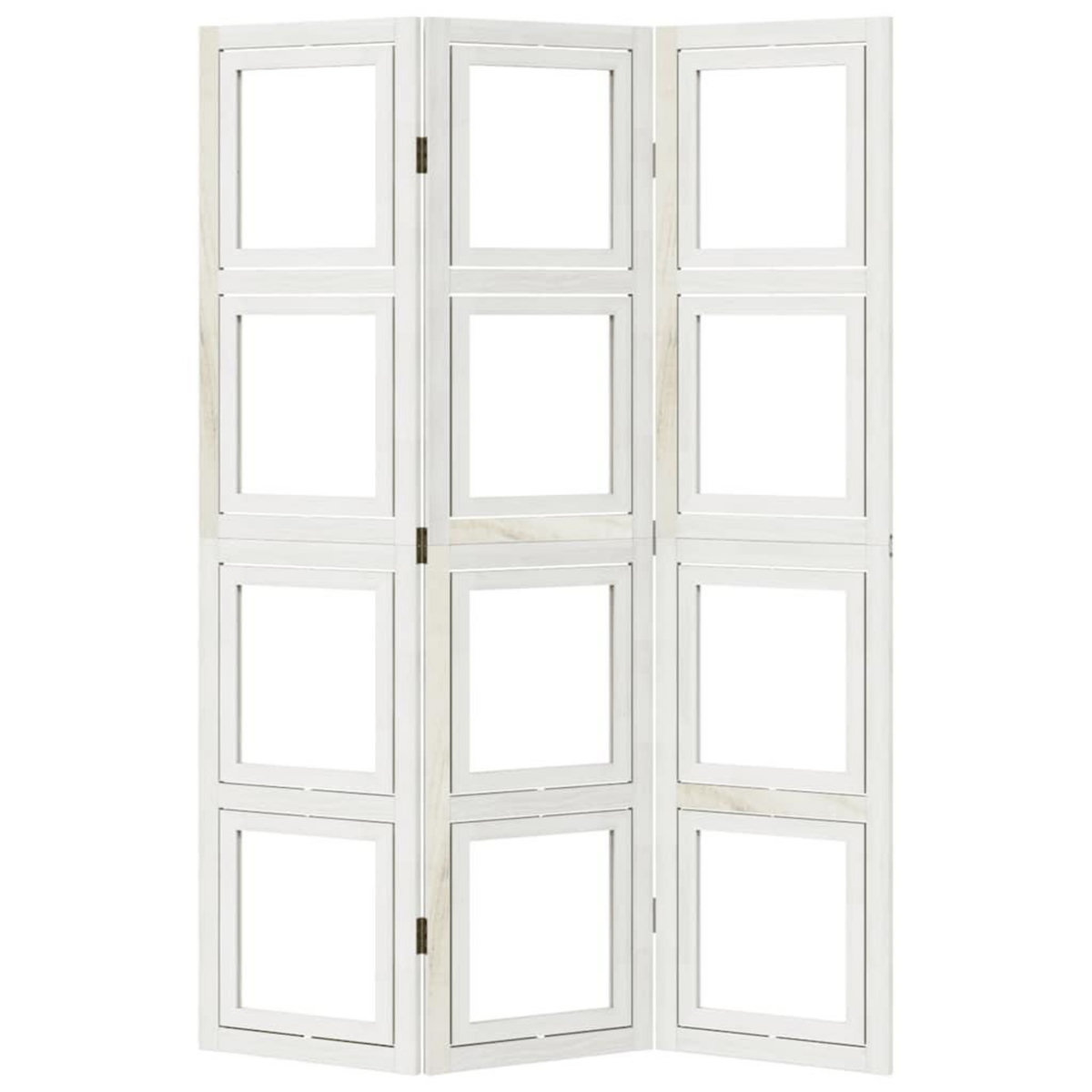 VIDAXL Cloison de separation 3 panneaux blanc bois de paulownia massif