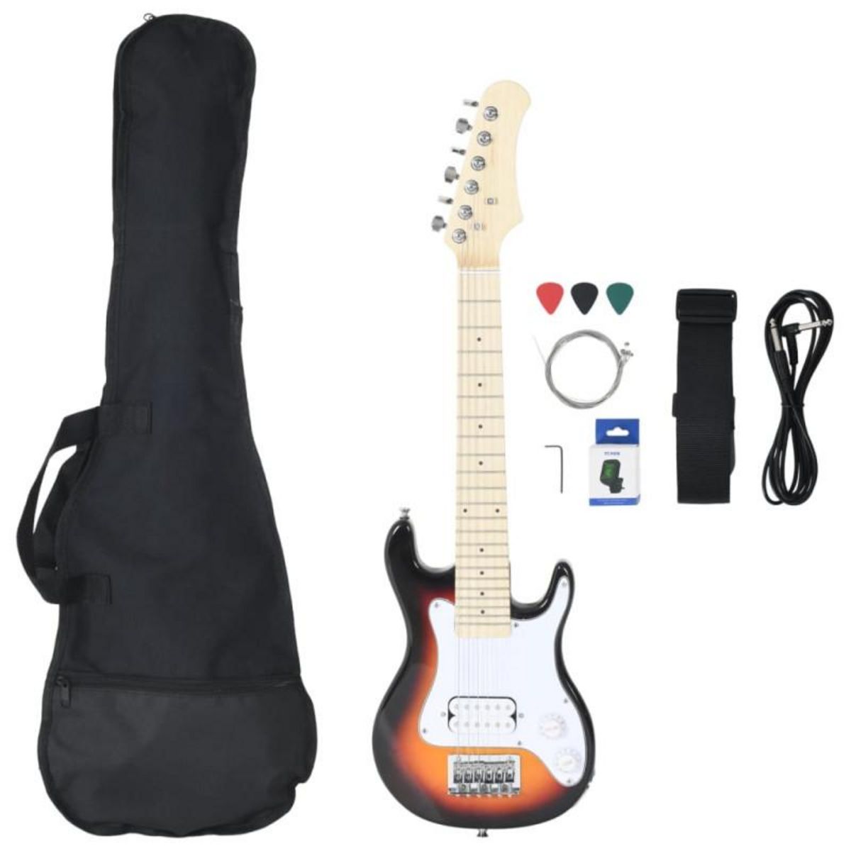 VIDAXL Guitare électrique pour enfants et sac marron et blanc 3 4 30