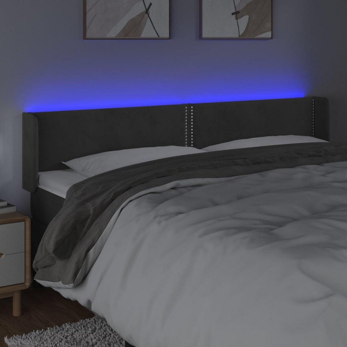 VIDAXL Tete de lit a LED Gris fonce 183x16x78/88 cm Velours