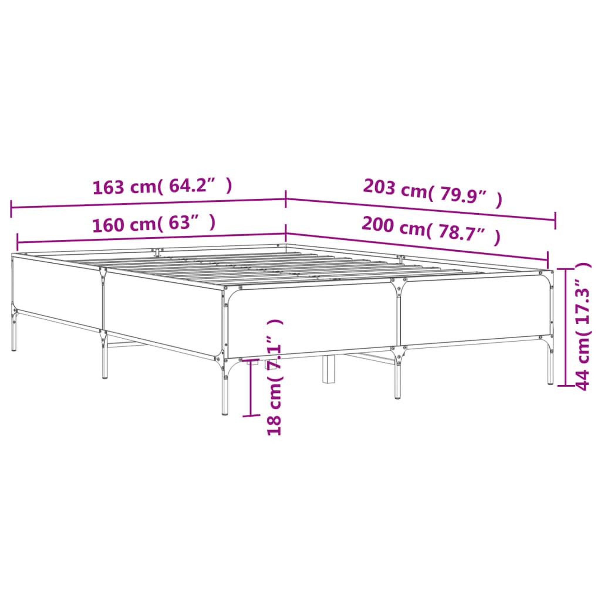 Voir la diapositive 6 : VIDAXL Cadre de lit sans matelas chene marron 160x200 cm