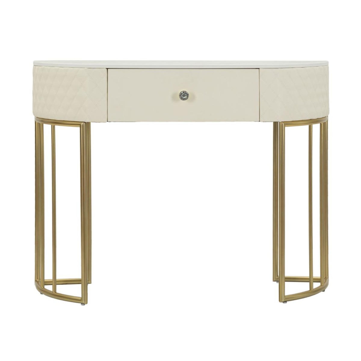 Paris Prix Console Design Effet Marbre  Sharon  100cm Blanc & Or