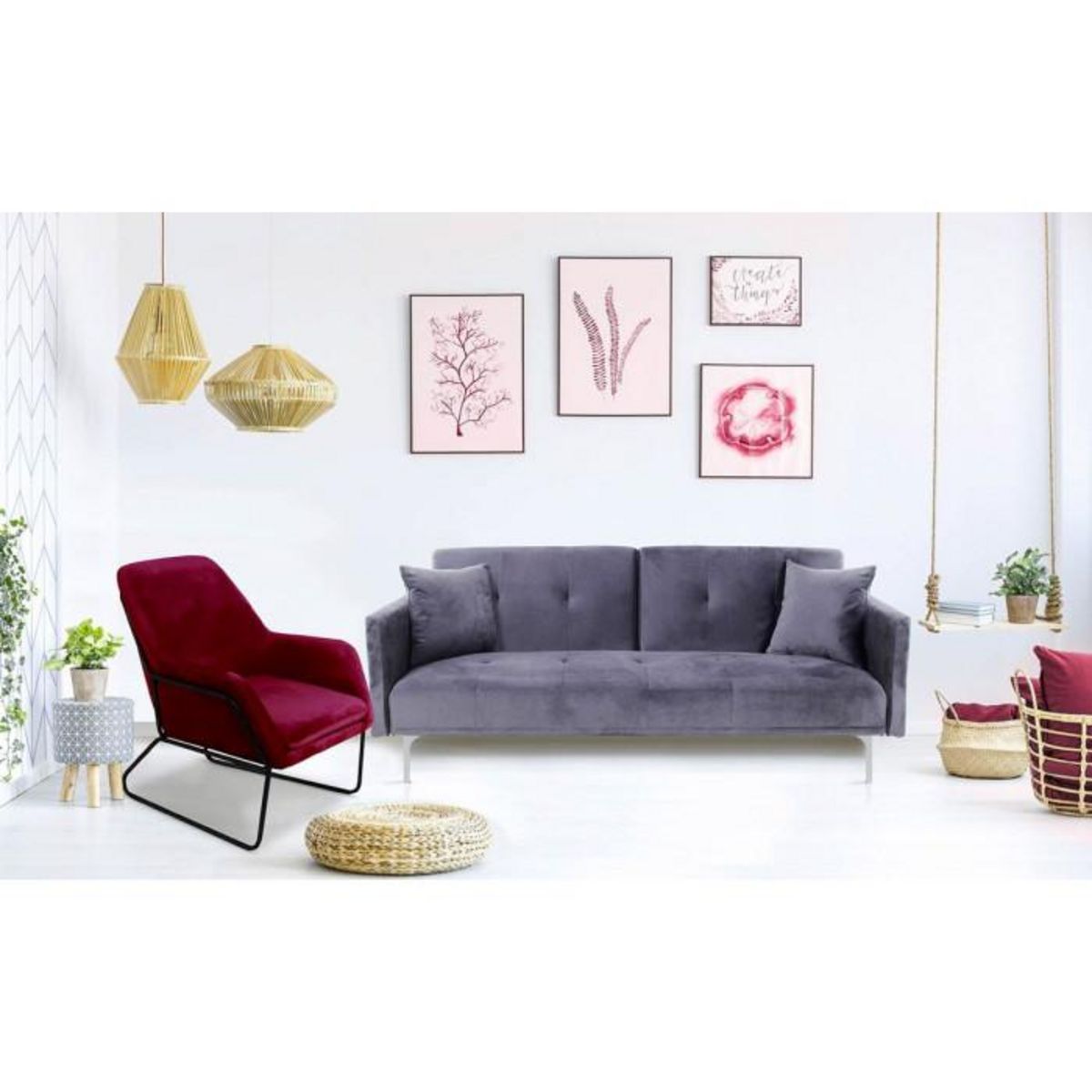 Paris Prix Canapé Convertible 3 Places  Lacla  191cm Gris