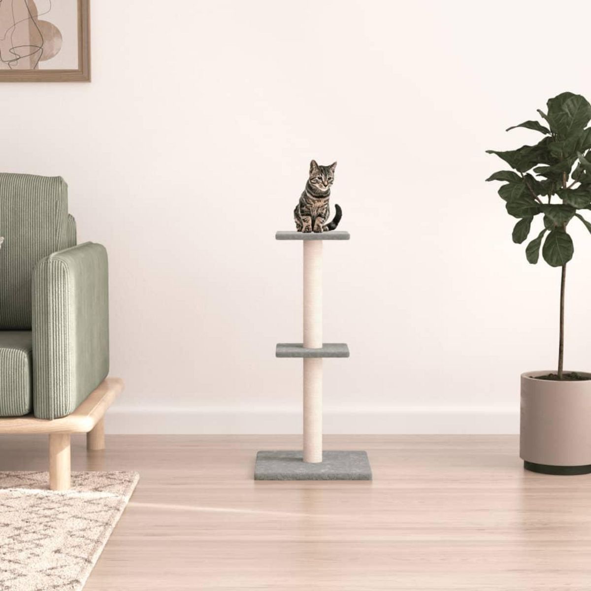 VIDAXL Arbre a chat avec griffoirs en sisal gris clair 73 cm
