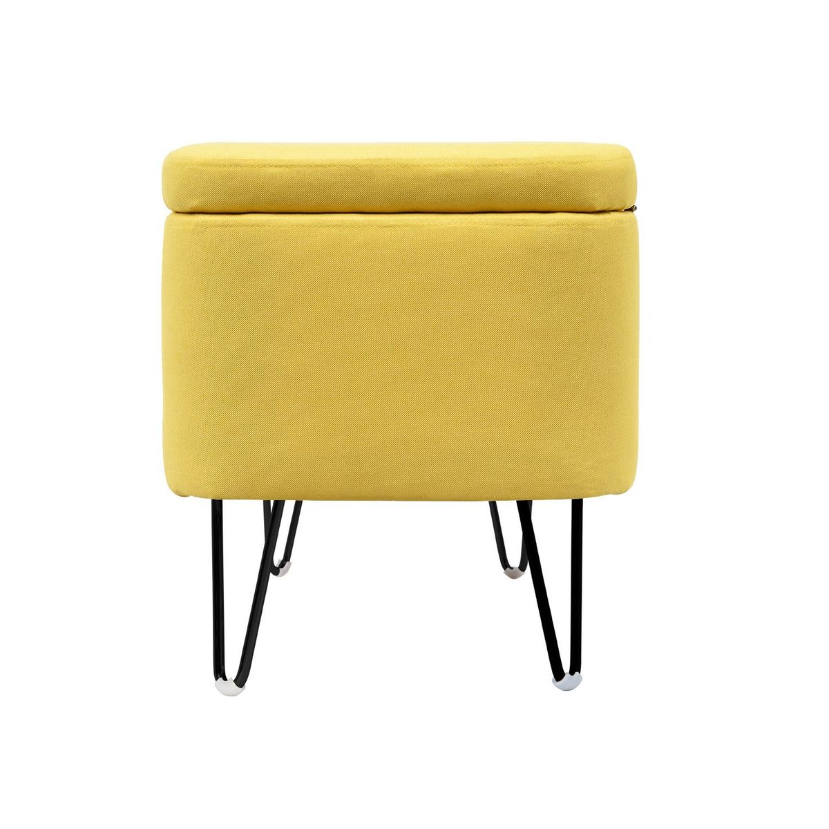 Bout de lit coffre en tissu et pieds épingles noirs SILVES