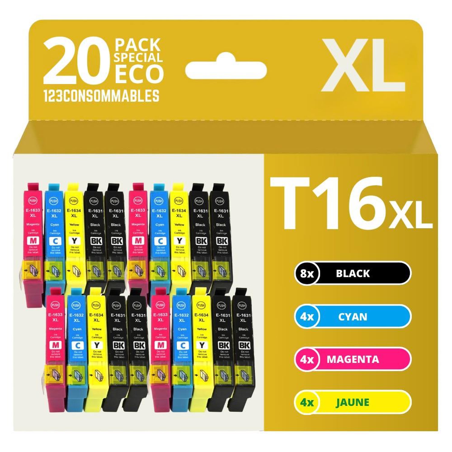 Pack 20 cartouches compatibles EPSON 16XL Neuf - vue 2