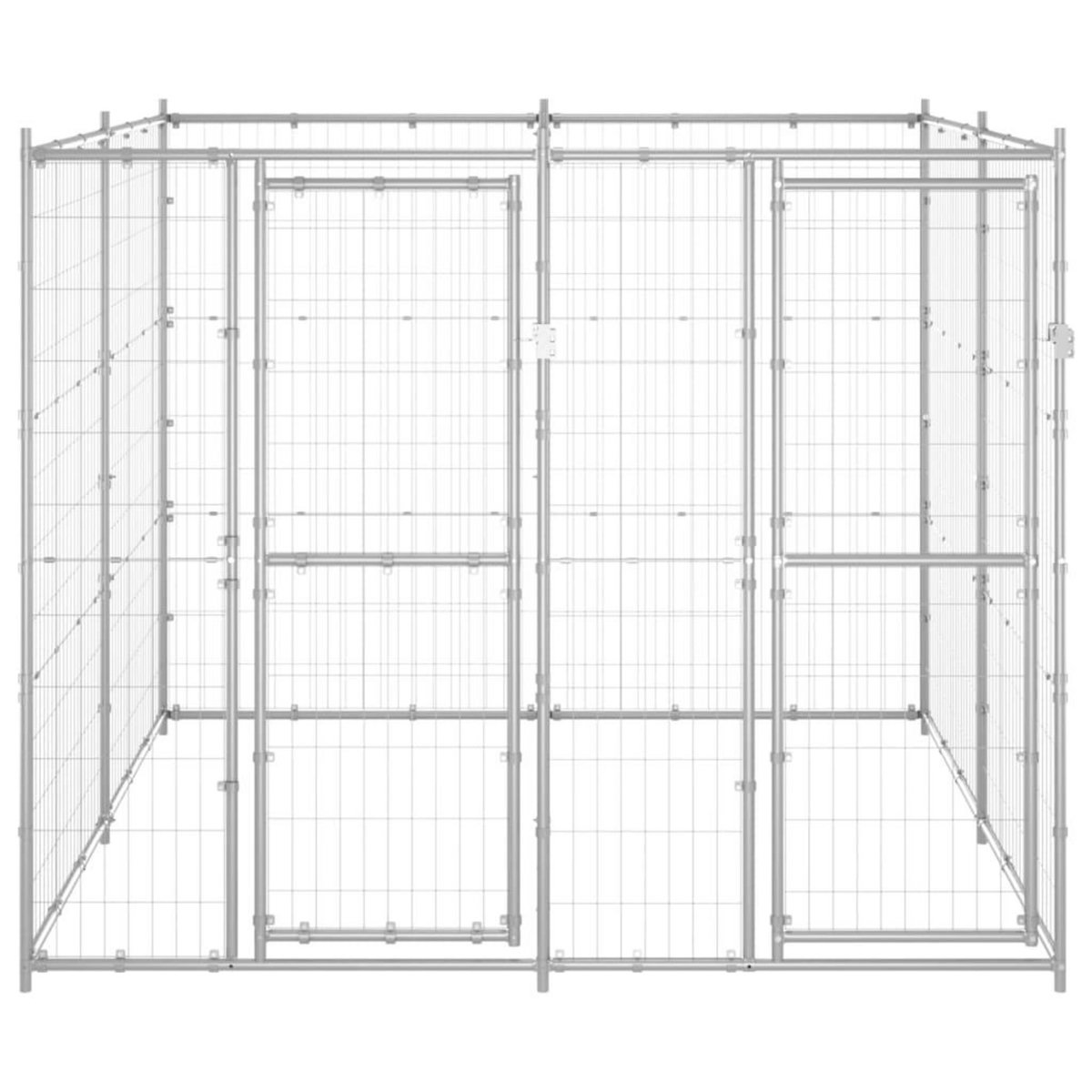 VIDAXL Chenil exterieur Acier galvanise 4,84 m^2
