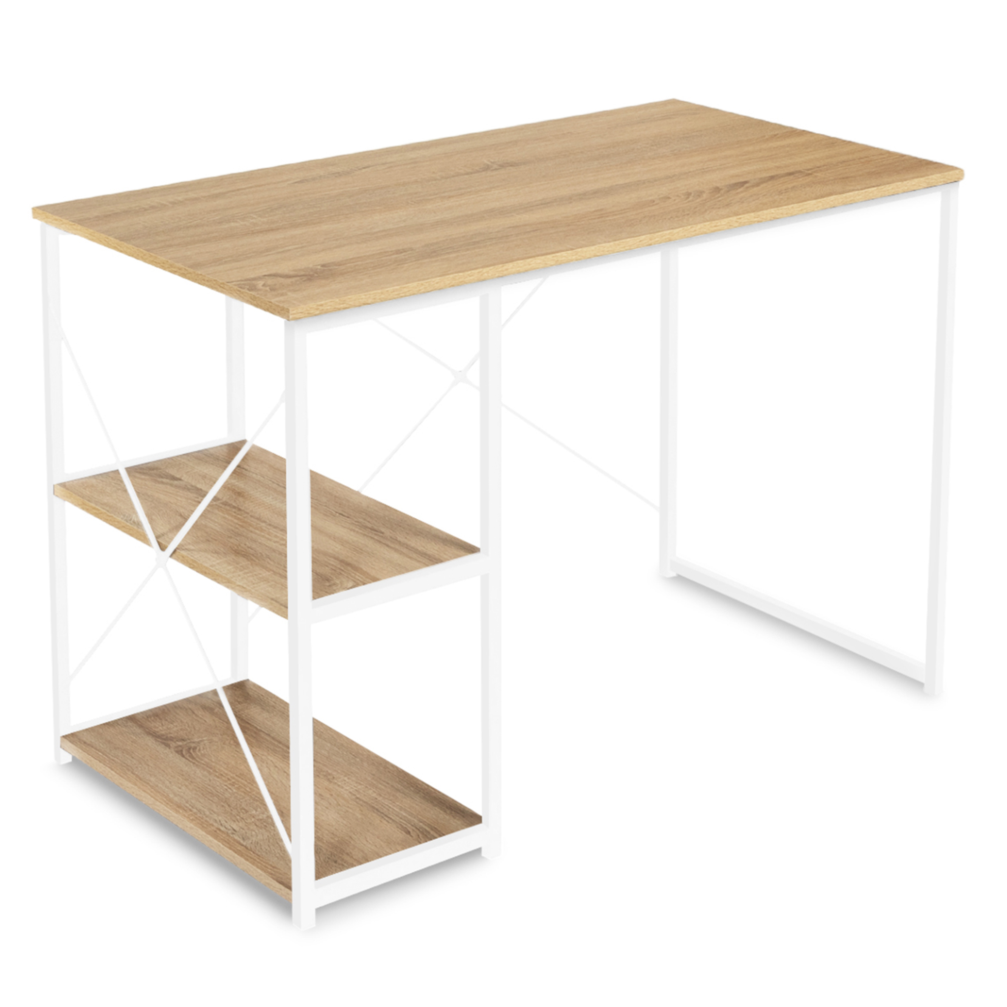 ID MARKET Bureau droit detroit design industriel bois et métal blanc