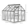 Voir la diapositive 3 : OUTSUNNY Serre de jardin polycarbonate alu 4,8 m² dim. 2,53L x 1,9l x 1,99H m lucarne réglable fondation porte coulissante gris