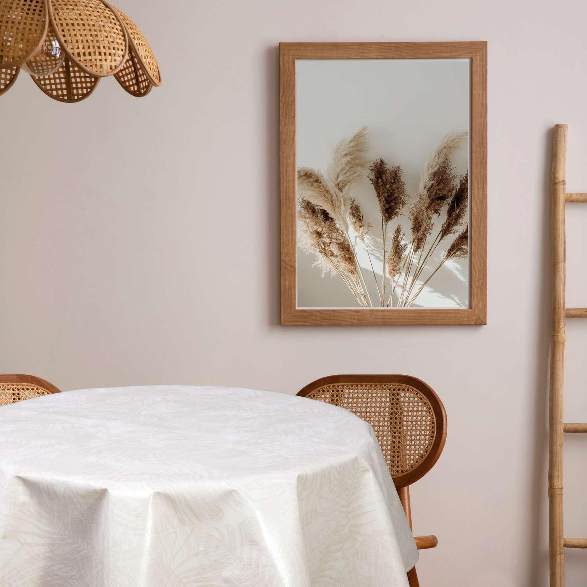 Voir la diapositive 2 : HABITABLE Nappe en toile cirée ronde Vitali - Diam. 135 cm - Beige nacré