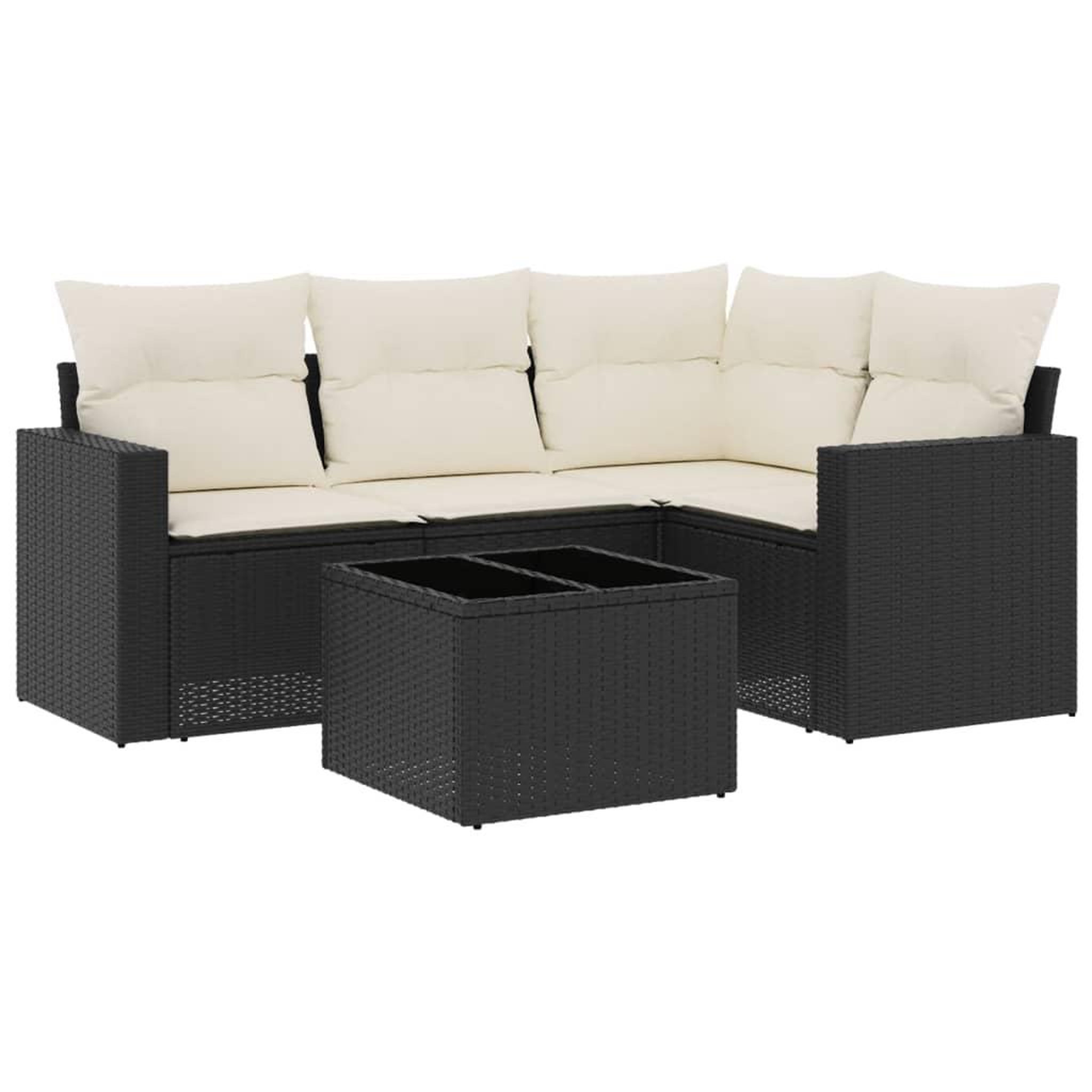 Voir la diapositive 2 : VIDAXL Salon de jardin 5 pcs avec coussins noir resine tressee