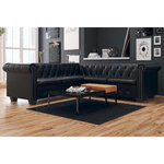 VIDAXL Canape d'angle Chesterfield 5 places Cuir synthetique Noir
