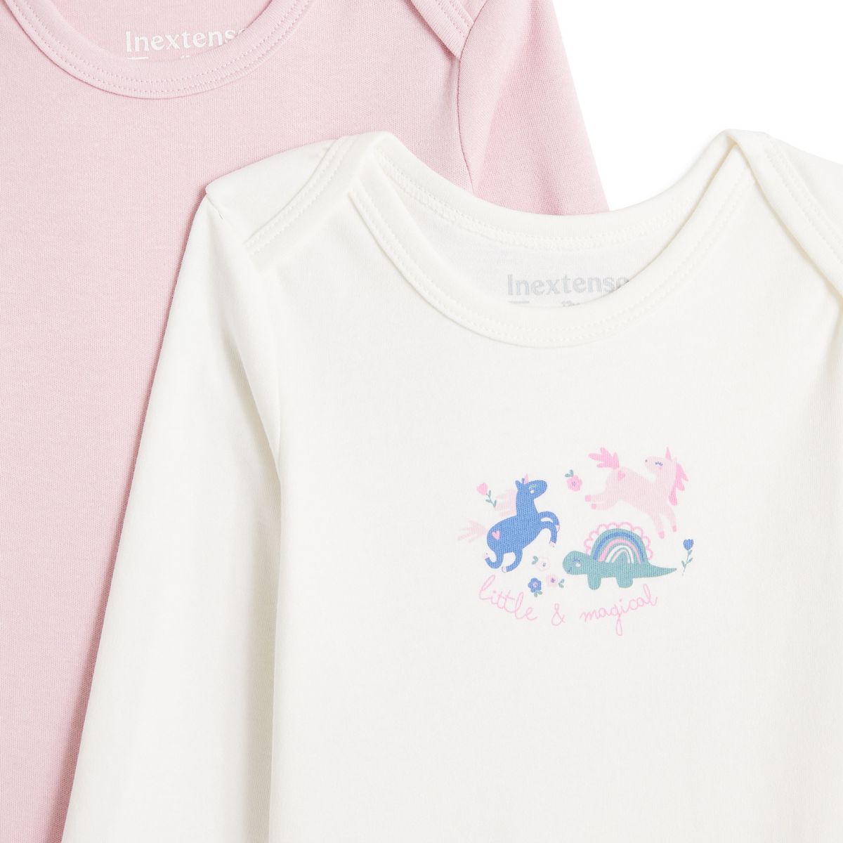 INEXTENSO Lot de 5 bodies manches longues en coton bébé fille