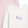 Voir la diapositive 2 : INEXTENSO Lot de 5 bodies manches longues en coton bébé fille