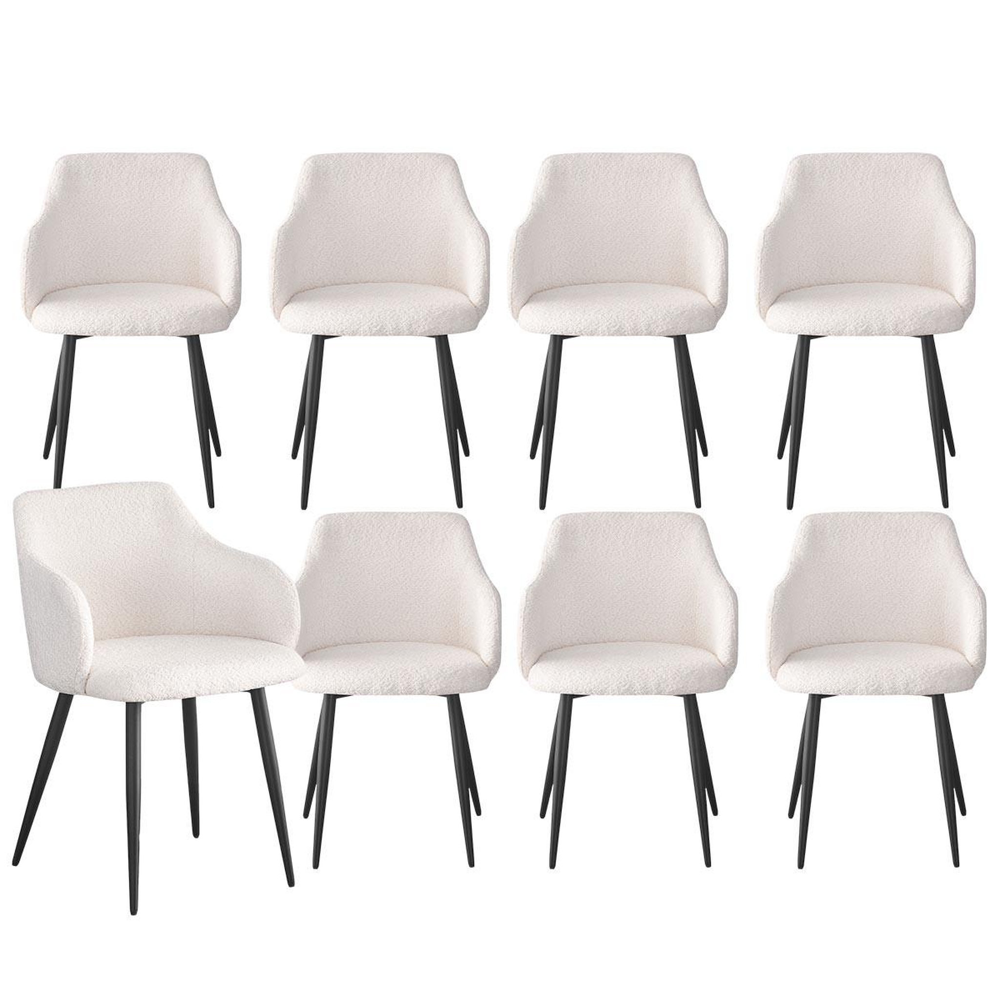 Paris Prix Lot de 8 chaises tissu bouclette  valeria  79cm crème & noir