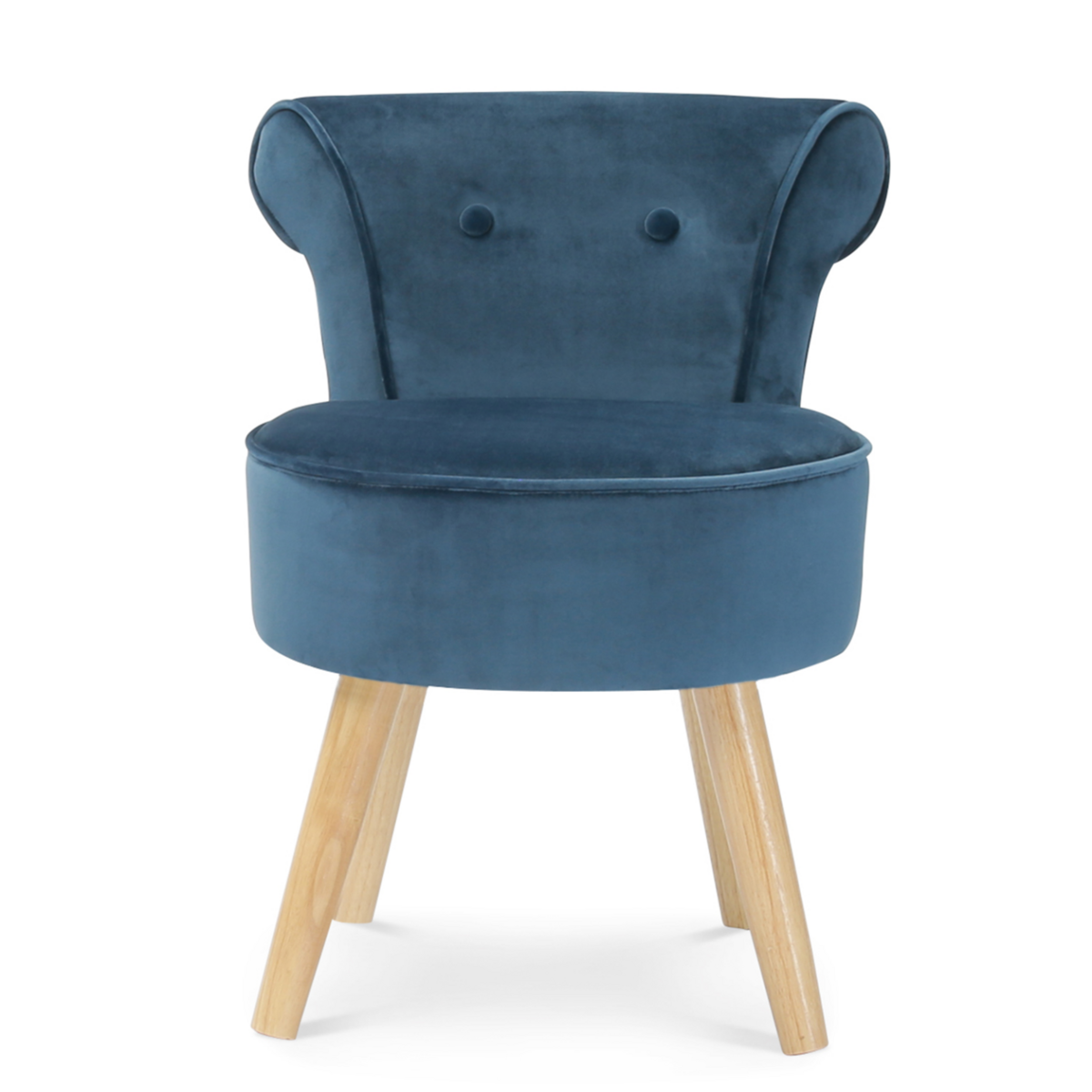 ID MARKET Fauteuil crapaud en velours bleu