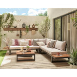 BEST MOBILIER Salome - salon bas de jardin 5 places + table - modulable - bois, métal et coussins beiges. Coloris disponibles : Noir