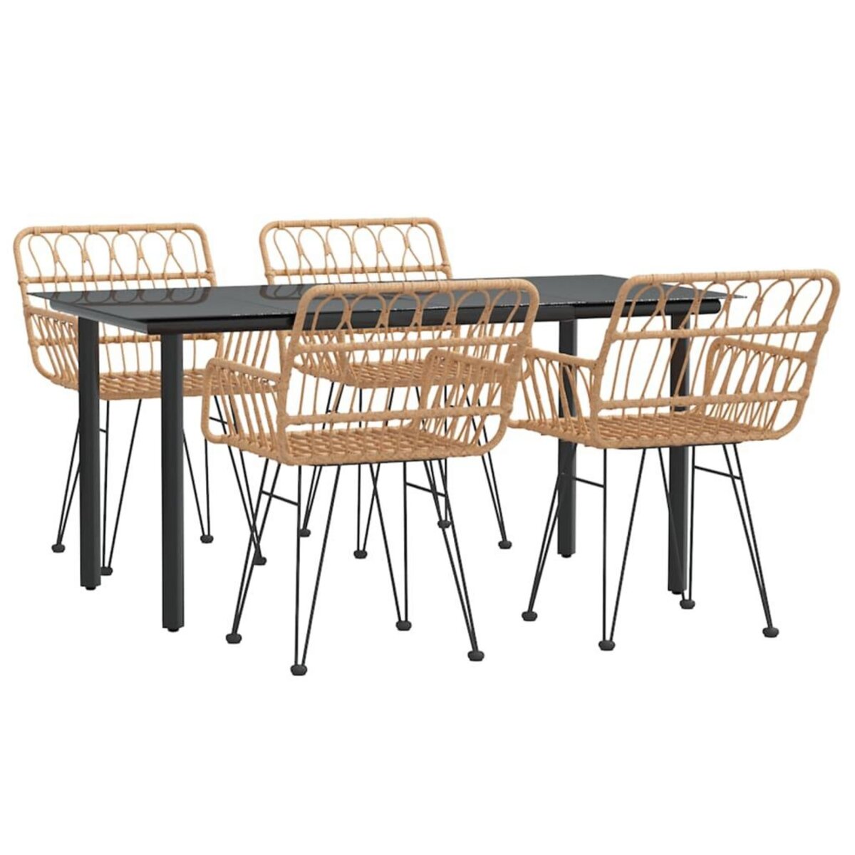 VIDAXL Ensemble a manger de jardin 5pcs Resine tressee