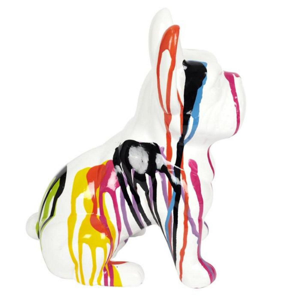 Paris Prix Statuette Déco  Bulldog Coulures  30cm Multicolore