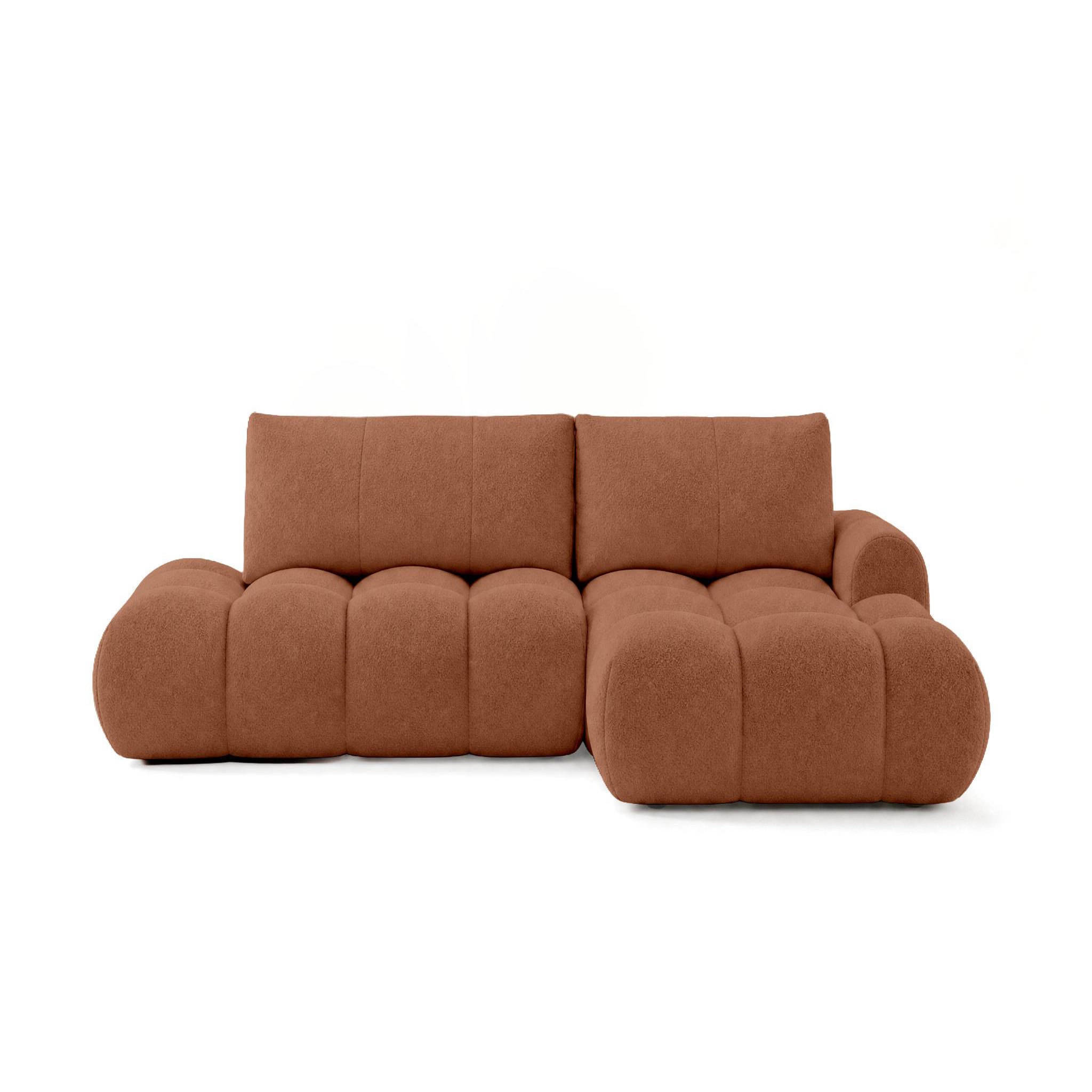 Voir la diapositive 1 : BEST MOBILIER Yulin - canapé d'angle ouvert droit 4 places convertible avec coffre en tissu bouclette