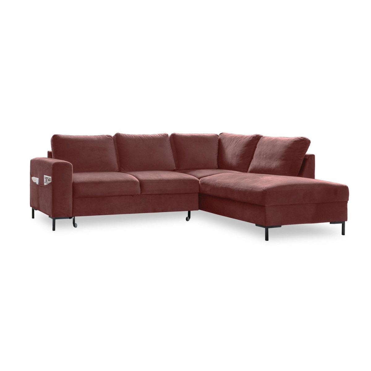 BEST MOBILIER Lilly - canapé d'angle droit - 5 places - convertible - en velours