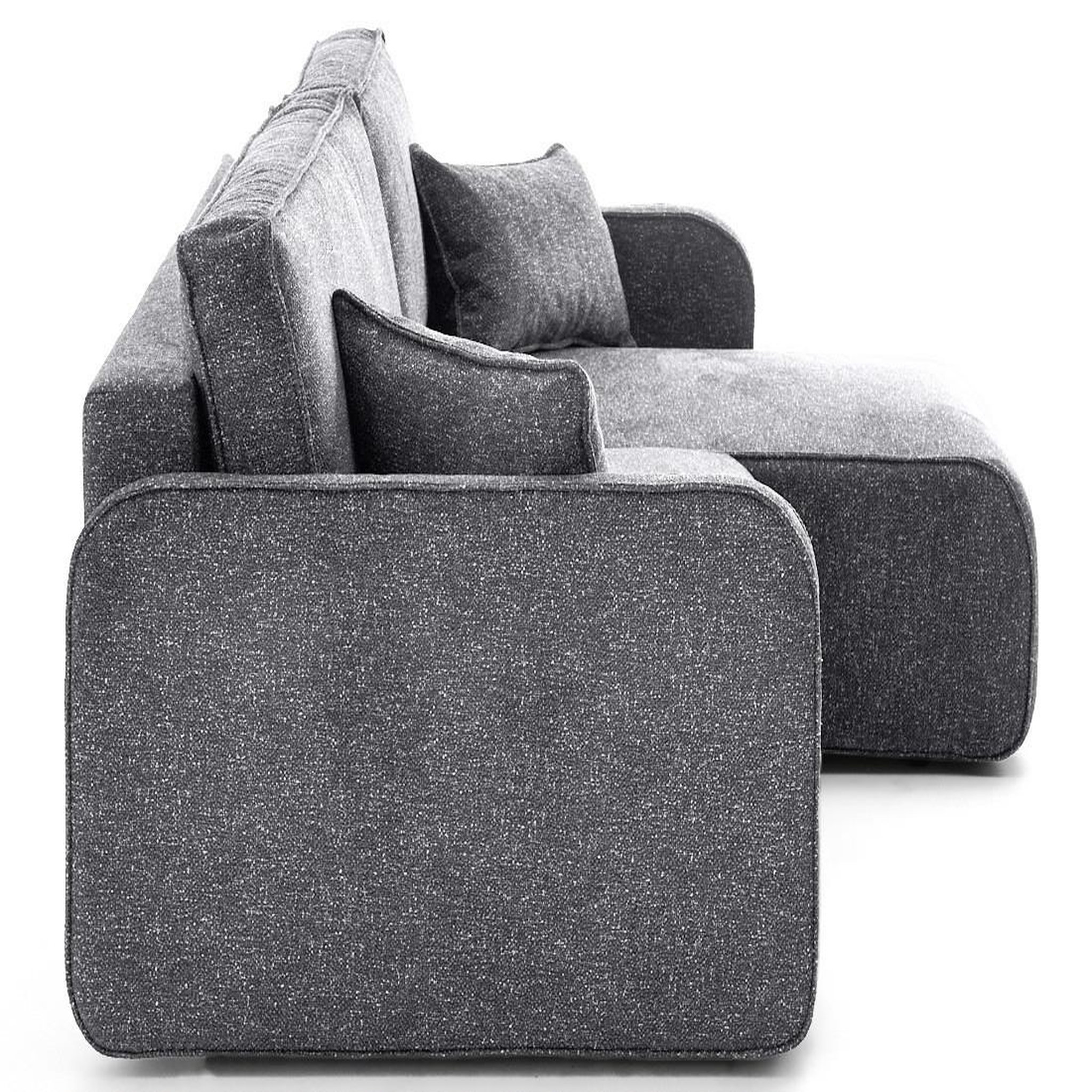 Voir la diapositive 5 : LISA DESIGN Apolline - canapé d'angle réversible 4 places convertible avec coffres en tissu moucheté
