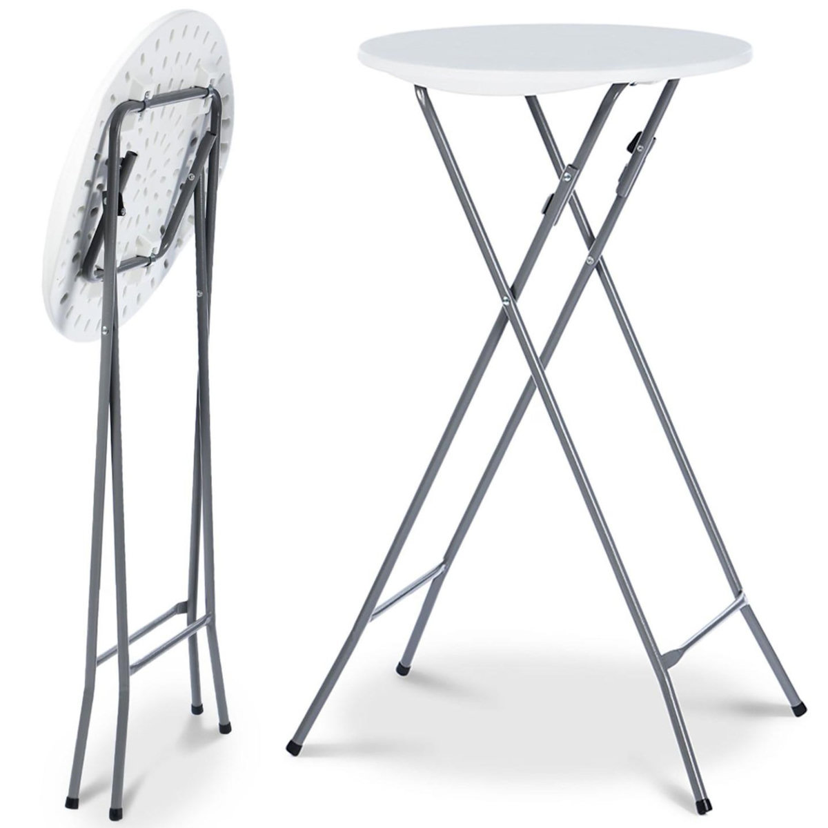 ID MARKET Lot de 2 tables hautes pliantes 105 CM et 2 housses noires