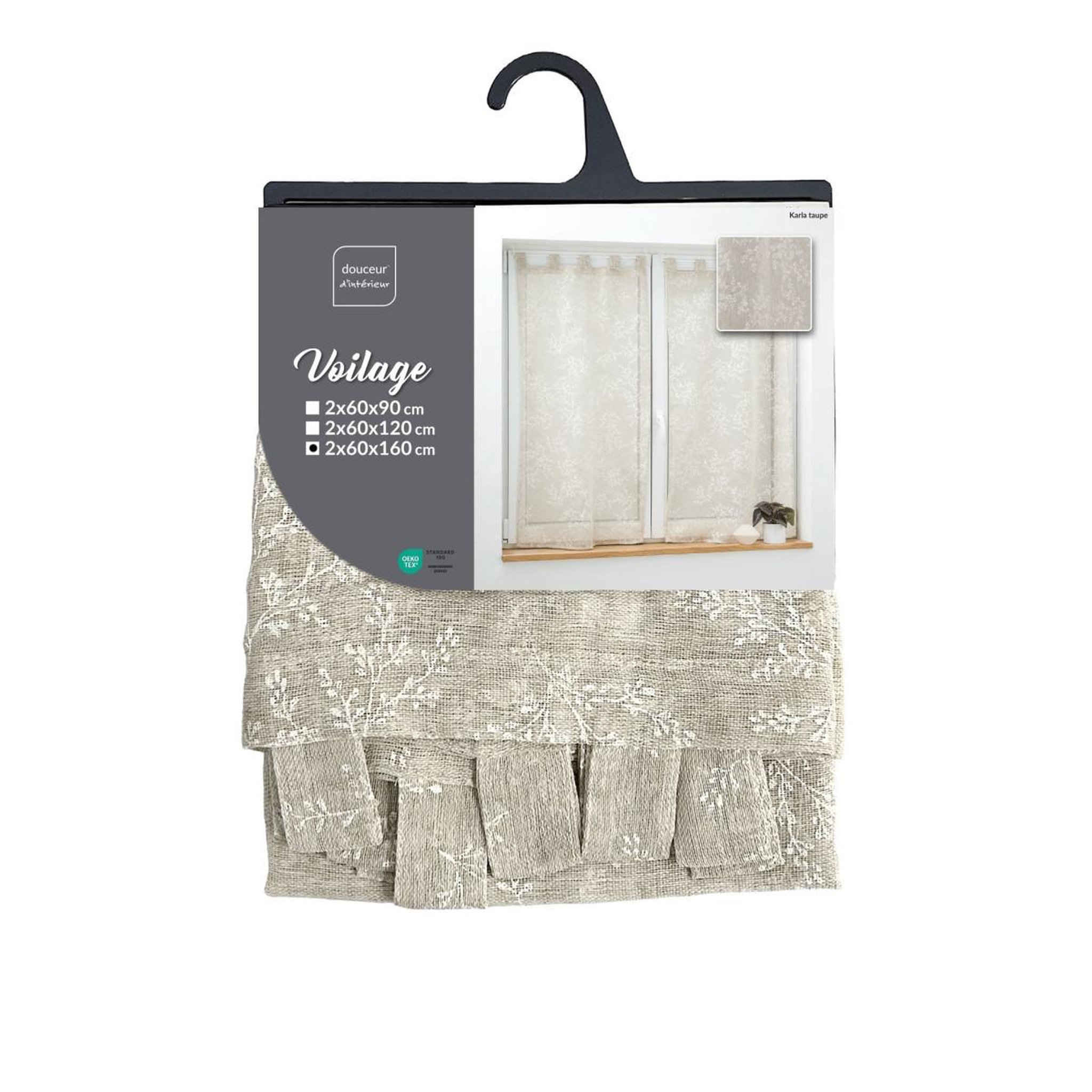 Voir la diapositive 3 : Douceur d'Intérieur Paire de voilages  karla  60x160cm taupe